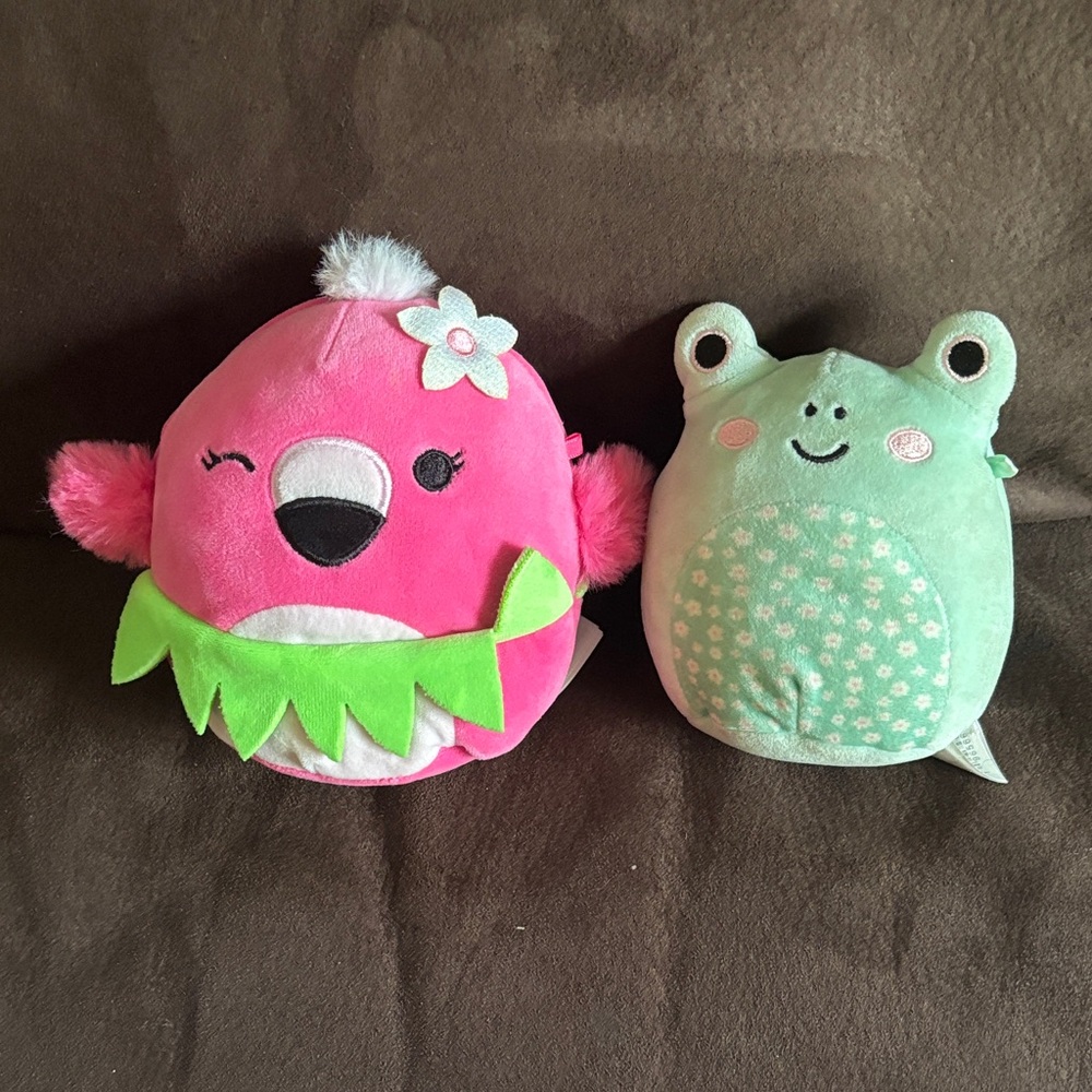Squishmallows Pink and Green Stuffed Animals